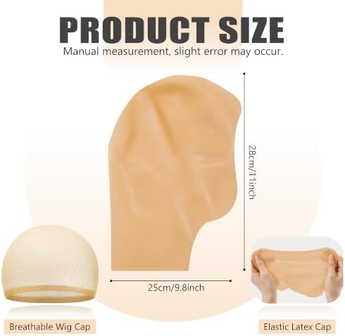 OCTERIC 2/4/6/8/10 Pcs Latex Bald Cap for Halloween, Realistic Bald Cover with Nylon Wig Cap for Cosplay Party Costume Makeup - Image 2