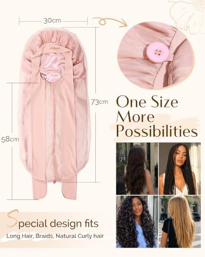 YANIBEST Silk Feeling Bonnet for Sleeping Women Satin Lined Braid Bonnet - Image 5