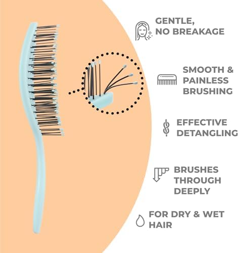 Ninabella Mini Detangler Brush - Small No Tangle Hair Brush for Purse and Travel - Hairbrush for Fine, Thick and Long Hair, Wet and Dry - Mint Green - Image 2