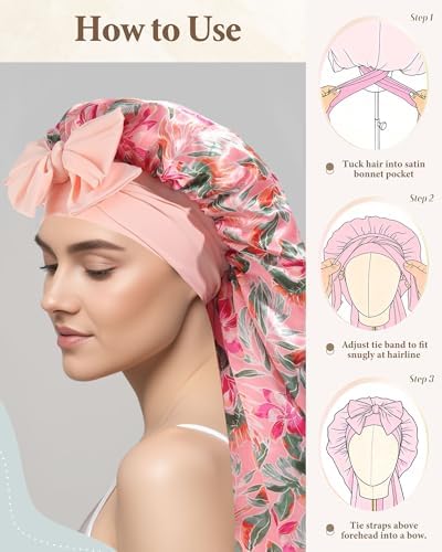 AWAYTR Reversible Long Satin Hair Bonnet for Braids Sleeping Women - Image 7