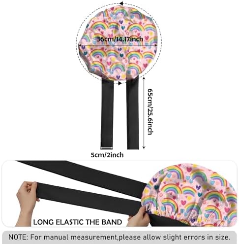 Satin Hair Braid Bonnet for Sleeping Double Layer Elastic Wide Soft Tie Band Hair Silk Lined Sleep Cap Women Girls - Image 2