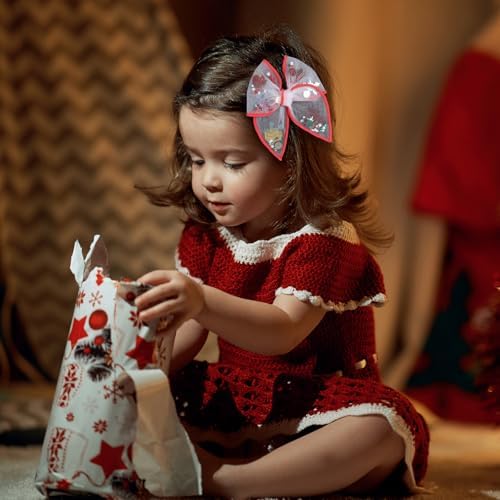 Christmas Bow for Girls Women 4in Red Elk Mesh Tulle Fable Hair Bow Alligator Clips for Teen Toddler Kids Xmas Holiday Party Dress Decor Accessory Gift Set of 2 - Image 5
