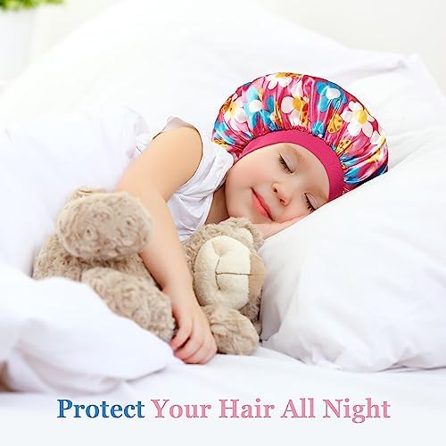 3 Pcs Kids Bonnets for Girls, Satin Silk Hair Bonnet for Sleeping - Image 4