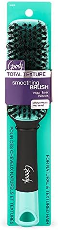 Goody x Total Texture Smoothing Brush - Vegan Boar Bristles Help Condition and Smooths Hair Cuticles for Enhanced Shine Shine - For Natural and Textured Hair - Non-Slip Grip by Goody