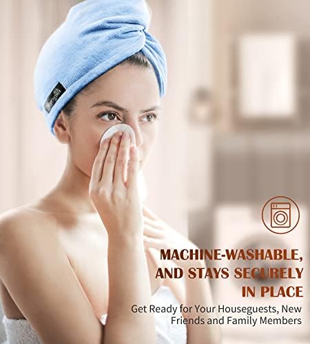 POPCHOSE Microfiber Hair Towel Wrap, 3-Pack, Beige, Pink, Blue - Image 4