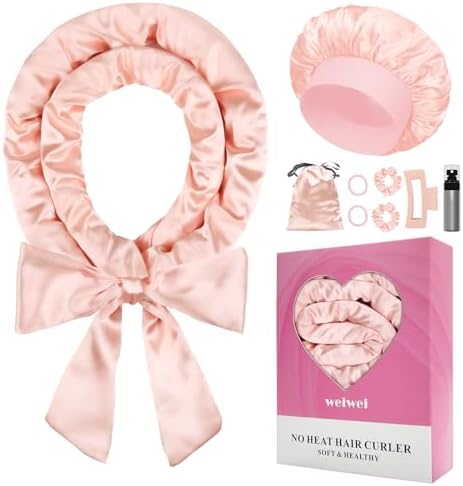 weiwei Satin Heatless Curls Overnight Hair Curler Headband, No Heat Curls Overnight Hair Curlers to Sleep In, 70" Hair Curlers No Heat, 9 Pcs Satin Heatless Curling Set for Women Long Hair by weiwei