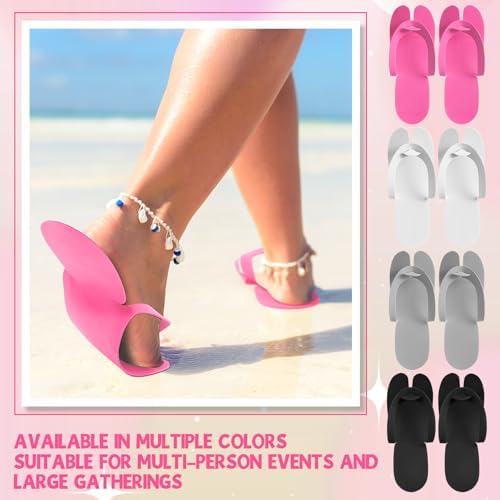 JaGely 100 Pair Disposable Pedicure Slippers Bulk Multicolor Flip Flop for Pedicure Anti Slip EVA Foam Spa Slipper Sandal Disposable Shoe Kit for Women Nail Bath Salon Party Supplies - Image 2