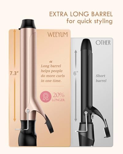 WEEYUM 1.25 Inch Curling Iron, Long Hair Curler 1 1/4 Inch, Dual Voltage - Image 3