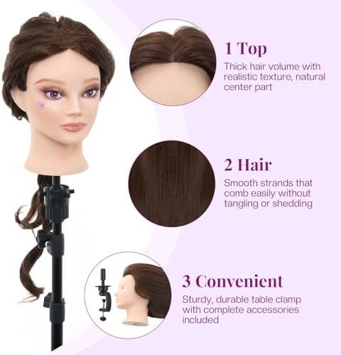 28" Mannequin Head with 80% Human Hair for Hair Styling Makeup Practice#4 - Image 3