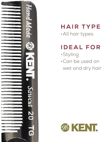 Kent 20T Black Graphite Handmade Folding Pocket Comb for Men, Fine Tooth Hair Comb Straightener for Everyday Grooming Styling Hair, Beard or Mustache, Use Dry or with Balms, Saw Cut, Made in England - Image 6
