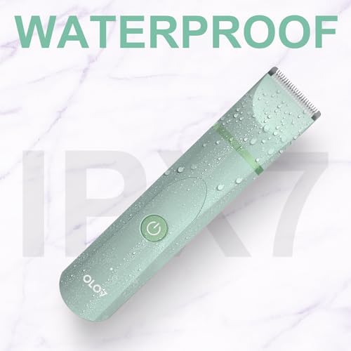 OLOV Electric Body Hair Trimmer - Groin Trimmer for Men - Bikini Trimmer Women - Wet/Dry Shaver Groomer, Replaceable Ceramic Blade Heads, USB Recharge Dock, Waterproof Hygiene Razor, Green - Image 6