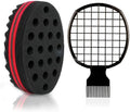 2 Pcs Afro Twist Set: Upgrade Hair Sponge and Comb for Men/Women Curls, Barber & Personal Styling by CAMOT