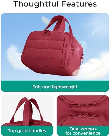BAGSMART Travel Toiletry Bag, Puffy Toiletry Bag for Women, Wide-open toiletry bags for traveling, Large Travel Cosmetic Makeup Bag Organizer for Accessories,Toiletrie (Vintage Berry) - Image 4