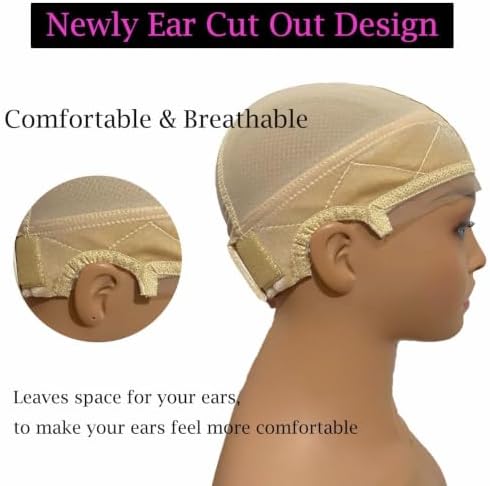 5x5 Large Lace Wig Grip Cap for Glueless Wig, Adjustable Wig Cap for Lace Front, One Size Fits All No-Slip Wig Cap with Grip Band for Women (Beige) - Image 5