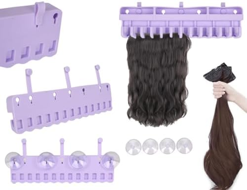 Hair Extension Holder for Styling - Lightweight Hair Extension Silicone Hanger Pink Come with Hooks and Bobby pins for Storage in Bathroom Closet and Powder Room - Image 4