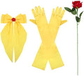 Princess Costume Accessories Crown Rose Hair Bow Yellow Gloves Kit by Uintoon