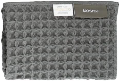 Luxury Organic Japanese Cotton Waffle Bath Towel | Thick, Absorbent, Quick Dry Bathroom Towels for Shower, Sauna, Onsen| Hotel & Spa Quality, Gift-Ready (Smoke Grey, Face Towel, 16" x 16") by KOSMU