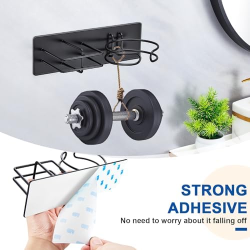 Hair Dryer and Straightener Holder Wall Mounted, Self Adhesive Blow Dryer and Flat Iron Storage Hair Tool Organizer for Bathroom Vanity (Black) - Image 3