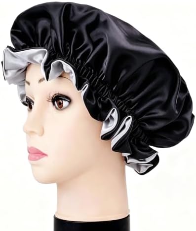 Satin Bonnet for Sleeping Women Wide Elastic - Double Layer Satin Bonnet Hair Bonnet Night Sleep Cap for Curly Hair - Image 6