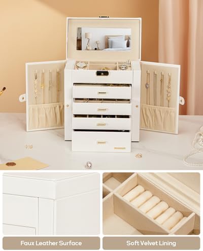 Homde Large Jewelry Box for Women: 5-Layer Organizer with Lock for Dresser - Image 6