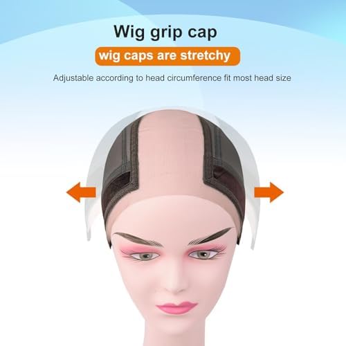 Lace Wig Grip Band Caps Velvet Adjustable Wig Grip Cap For Glueless And Part for Seamless Transition,2 in 1 Grip Band Non Slip Wig Cap for Lace Wigs(Brown, S) - Image 4