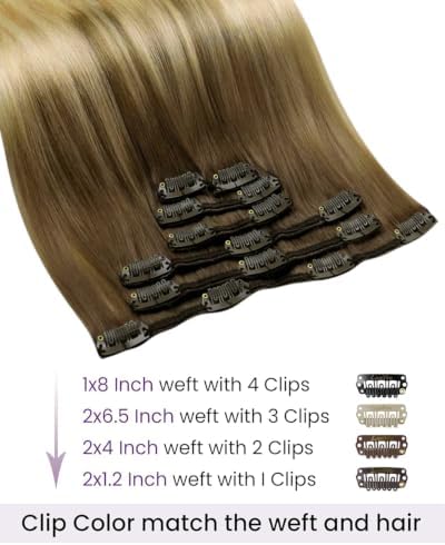 LaaVoo Clip On Extensions Human Hair, For Vacation, 22 Inch - Image 3