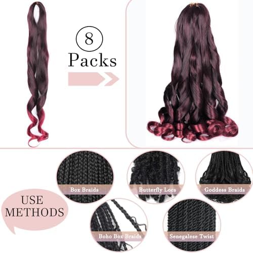 French Curl Braiding Hair Extensions 8 Packs Crochet Braids for Black Women - Image 4