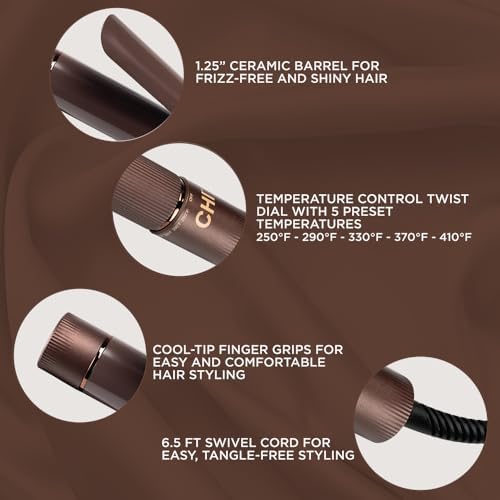 CHI Ceramic Curling Iron & 44 Iron Guard (2 Oz), 1.25", Chocolate - Image 2