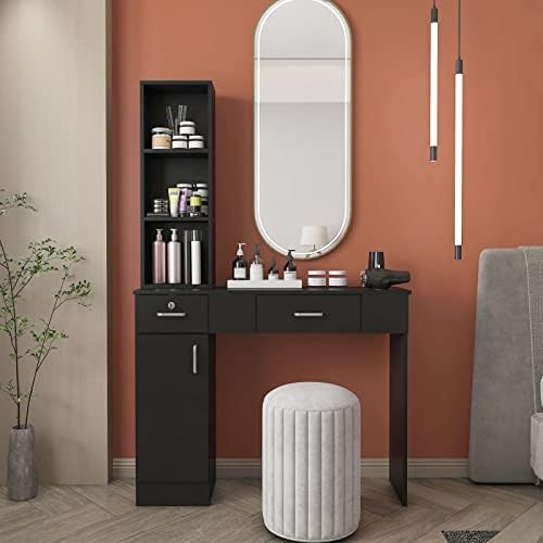Modern Compact Salon Station No Mirror, Locking Beauty Spa Styling Station for Hair Stylist with Ample Storage - Ideal for Home Salon, Bedroom, Bathroom, Hairdresser - Image 3