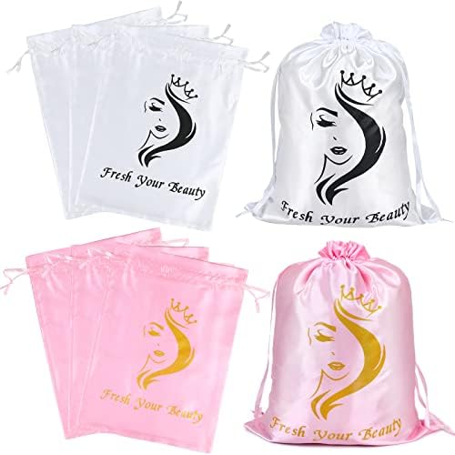 6 Pcs Wig Storage Bags, Mix White and Pink by AliLeader