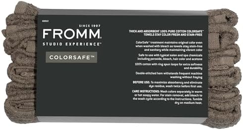 Fromm ColorSafe 100% Cotton Bleach Proof Salon Hair Towels for Hairstylists, Barbers, Spa, Gym in Brown, 16" by 29", 6 count Absorbent Stain Resistant Towels for Drying Curly, Long, Wavy Hair - Image 6