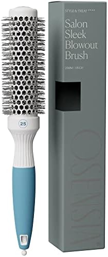 Round Brush for Blow Drying - Extra Small Ceramic Thermal Ionic Roller Brush for Sleek, Salon Blowout - Lightweight Round Hair Brush for Precise Styling and Manageable Hair (Bristle 1.7in, Barrel 1in) by Osensia