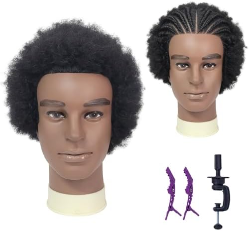 Afro Curly Male Mannequin Heads for Barber Practice Textured Human Hair by LeticiaLLC--FreedomLove