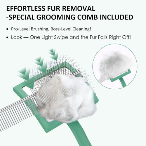 Long Pin Slicker Brush & Dog Comb Set for Doodles Grooming, Green - Image 5