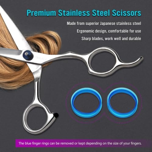 COOLALA Stainless Steel Hair Cutting Scissors 6.5 Inch Hairdressing Razor Shears Professional Salon Barber Haircut Scissors, One Comb Included, Home Use for Man Woman Adults Kids Babies - Image 5