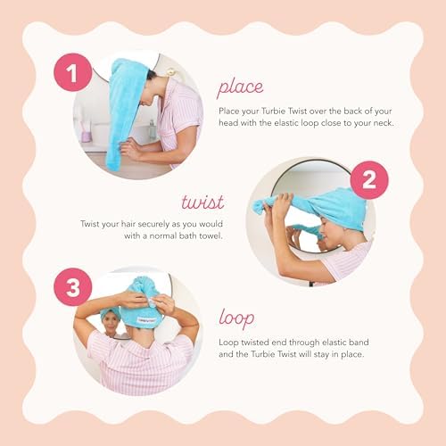 Turbie Twist Microfiber Hair Towel, Floral, Light Pink & Purple (3 Pack) - Image 4
