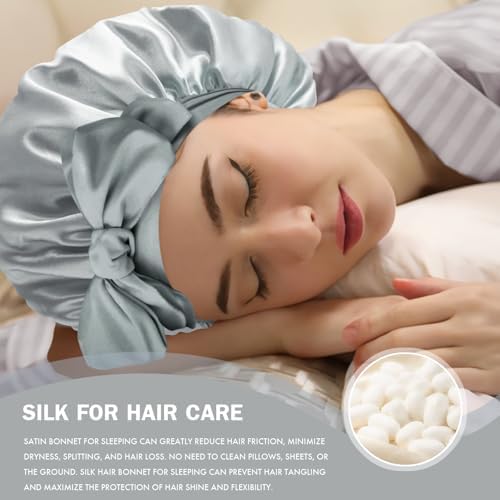 Silk Bonnet for Women,Adjustable Double Layer Sleep Cap - Image 5