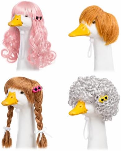 4Pcs Porch Goose Wigs with Hair Clips, Goose Statue Accessories for 17 23” by Unknown