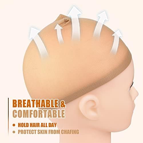 IKOCO Wig Cap, 6Pcs Stretchy Nylon Caps for Women, Light Brown - Image 4