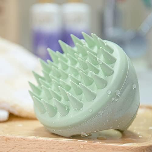 Hair Scalp Massager Shampoo Brush Silicone Scalp Scrubber Head Scrubber Exfoliating Brush - Green - Image 4