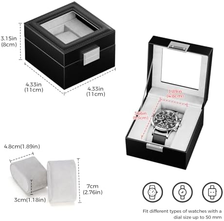 ProCase Watch Box, Single Mens Watch Display Case, 1 Slot, Black - Image 5