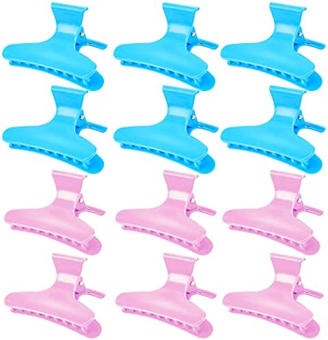 Ondder 12 Pack Butterfly Hair Clamps Clips Hair Claw Clips Salon Pro Section Clip for Styling Sectioning Cutting Coloring Hair Clips Hairdressing Salon Tool Hair Accessories for Women Girls by Ondder
