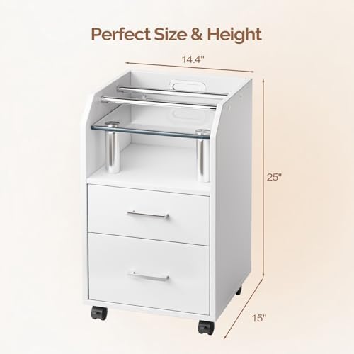 OmySalon Pedicure Cart, Foot Bath Trolley with Storage Drawer & Bottle Racks, Portable Salon Station for Esthetician Manicure & Foot Massage, Beauty Spa Supplies with Locking Wheels, White - Image 5