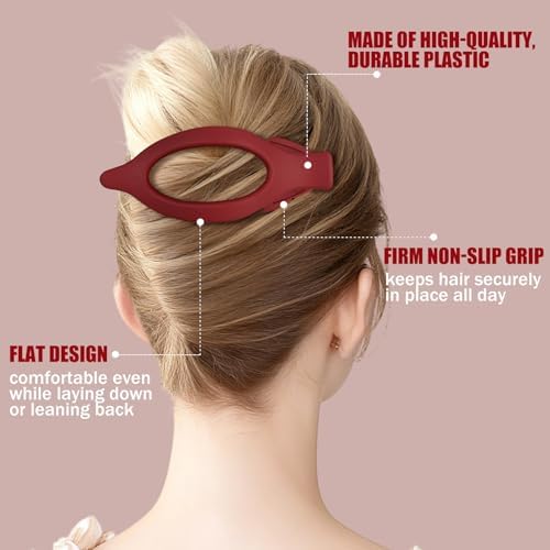 Flat Hair Clips for Women - 6 PCS French Flat Claw Clips Medium Hair Clips for Girls Large Hair Claw Clips for Thick or Thin Hair Strong Hold No Slip Hair Accessories for women (Orange) - Image 4