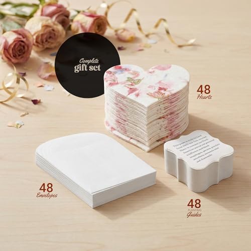 48 Favor Set, Pink Heart Gift Wrap Tags with Wildflower Seeds - Image 3