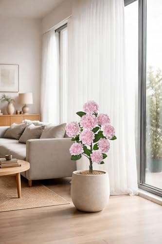 3FT Pink Hydrangea Artificial Flowers Tree Large Real Touch Faux Silk Hydrangea Plants Potted Fake Flower in Black Pot for Home Indoor Outdoor Front Porch Garden Entrance Living Room Decor, 2 Pack - Image 5
