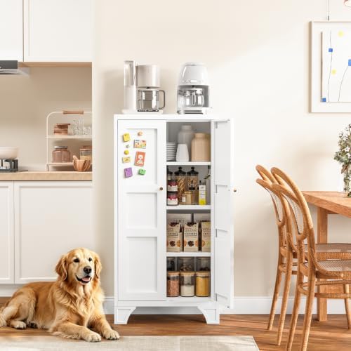 47" Kitche Pantry Metal Storage Cabinet with Doors and 3 Adjustable Shelves by Yizosh