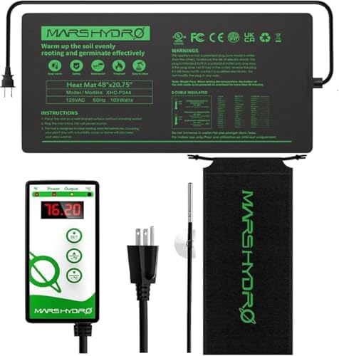 MARS HYDRO 48''x20.75'' Seedling Heat Mat with Thermostat Combo Set，Heating Pad for for Germination, Indoor Gardening, Greenhouse by MARSHYDRO