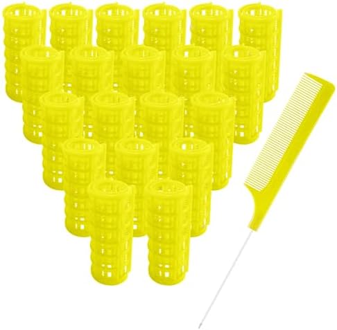 20PCS Plastic Hair Rollers Set 2.5cm/1in Heatless Rollers Hair Curlers Self Grip Rollers Tools for DIY Hairdressing Hair Salon(Yellow) by MOODKEYbrand