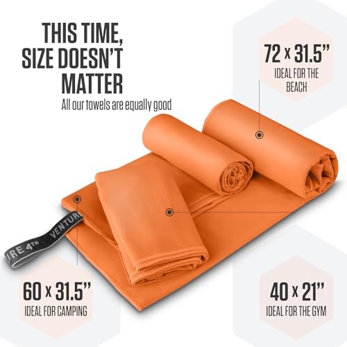 VENTURE 4TH Quick Dry Microfiber Towel for Camping & Gym - Orange Large - Image 7